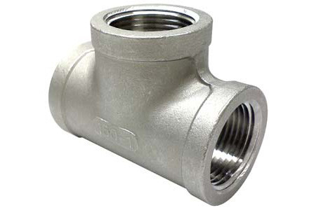 SS304 316 Stainless Steel Casting Pipe Fitting BSPT NPT Thread Screwed Tee