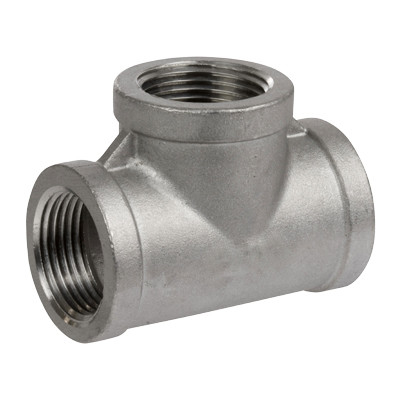 SS304 316 Stainless Steel Casting Pipe Fitting BSPT NPT Thread Screwed Tee