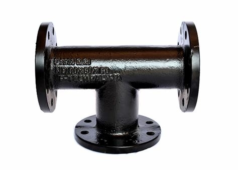 Iron Sand Casting Cast Iron Pipe Fittings 90 Degree Flange Bullhead Tee Equal Tee