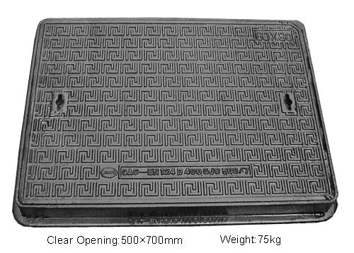 Clear Opening Rectangular Manhole Cover Ductile Iron Sand Casting Bitumen / Epoxy Painting