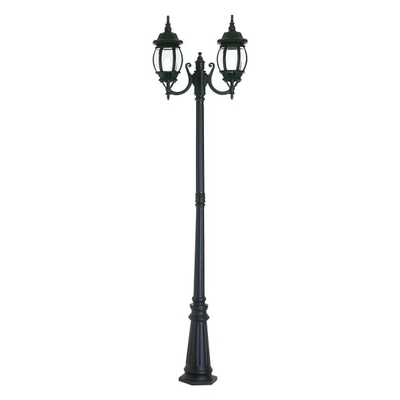 Outdoor Curved Decorative Light Poles Two Head Cast Iron Black Classic Shape