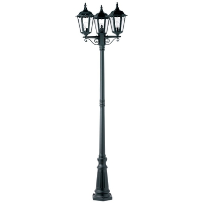 Antique Cast Iron Street Light Post Paris Triple Head Tall Post In Black Finish