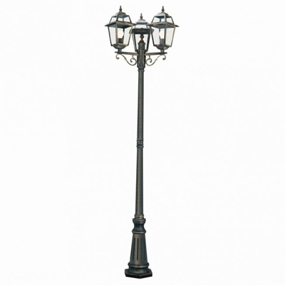 Antique Cast Iron Street Light Post Paris Triple Head Tall Post In Black Finish