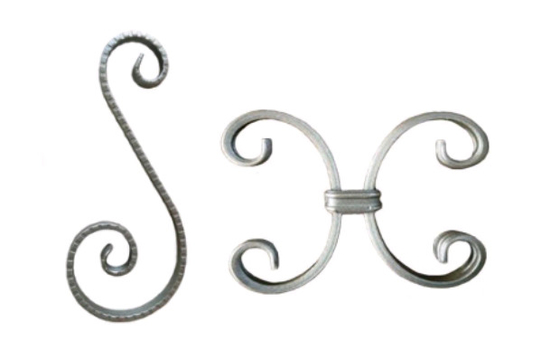 Hammer Forged Decorative Ornamental Iron Parts C/S Type Scroll For Fence