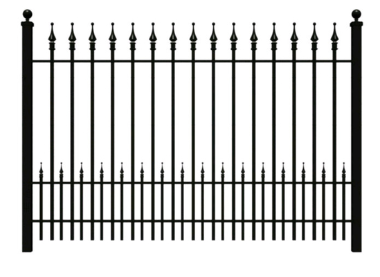 High Strength Metal Wrought Iron Fence Black Powder Coated For Home