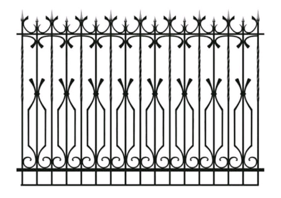 High Strength Metal Wrought Iron Fence Black Powder Coated For Home