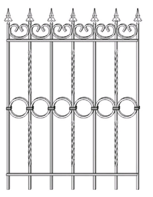 High Strength Metal Wrought Iron Fence Black Powder Coated For Home