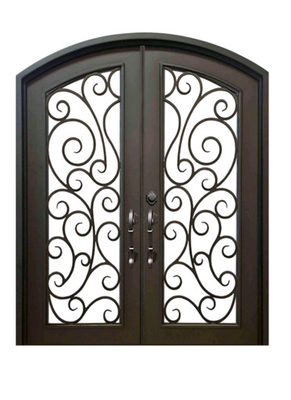 Double Swing Ornamental Iron Parts Exterior Iron Front Doors European Style