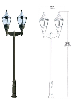 European Style Aluminum Light Pole Lamp Post Metal Landscape Decoration 3m - 10m Height